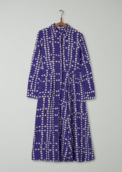 Reworn Spot Silk Dress Size 6 (1426) | Violet