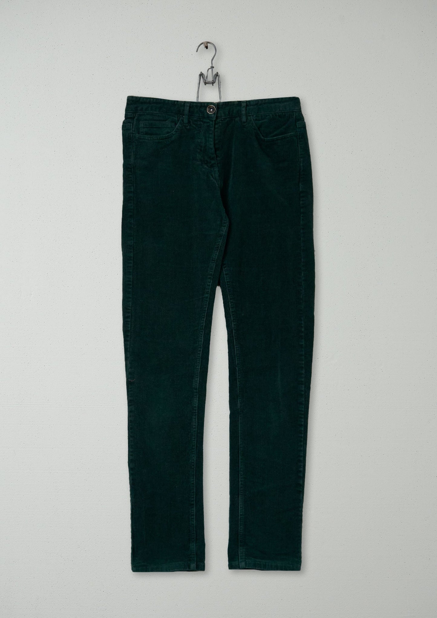 Reworn Stretch Cord Skinny Jeans Size 10 (985) | Green