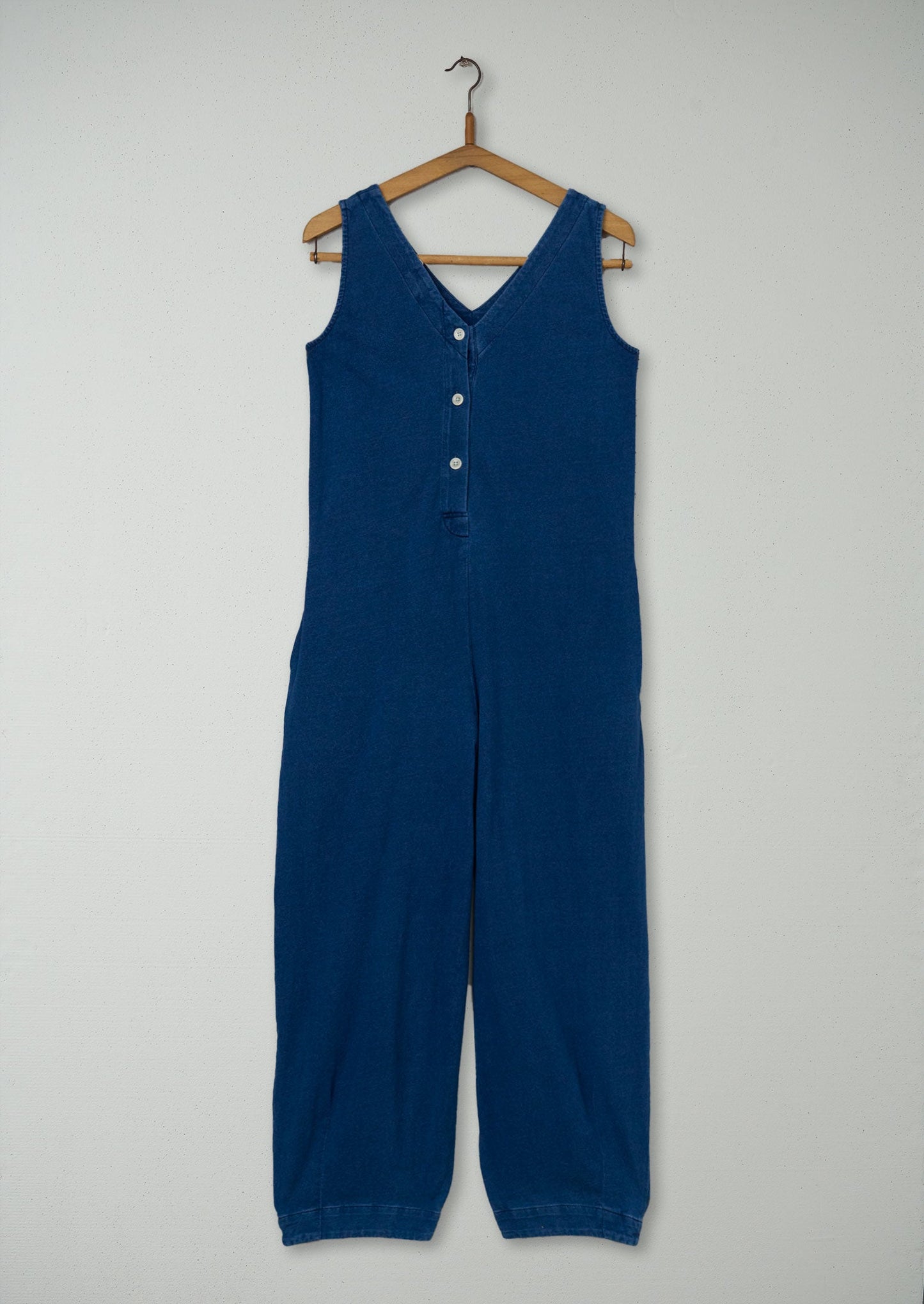 Reworn V Neck Cotton Jumpsuit Size XXS (1272) | Washed Indigo