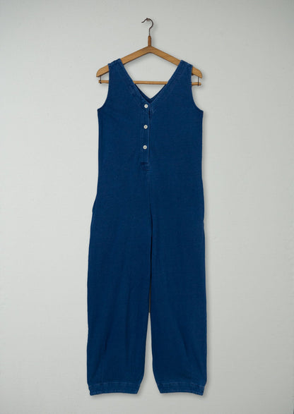 Reworn V Neck Cotton Jumpsuit Size XXS (1272) | Washed Indigo