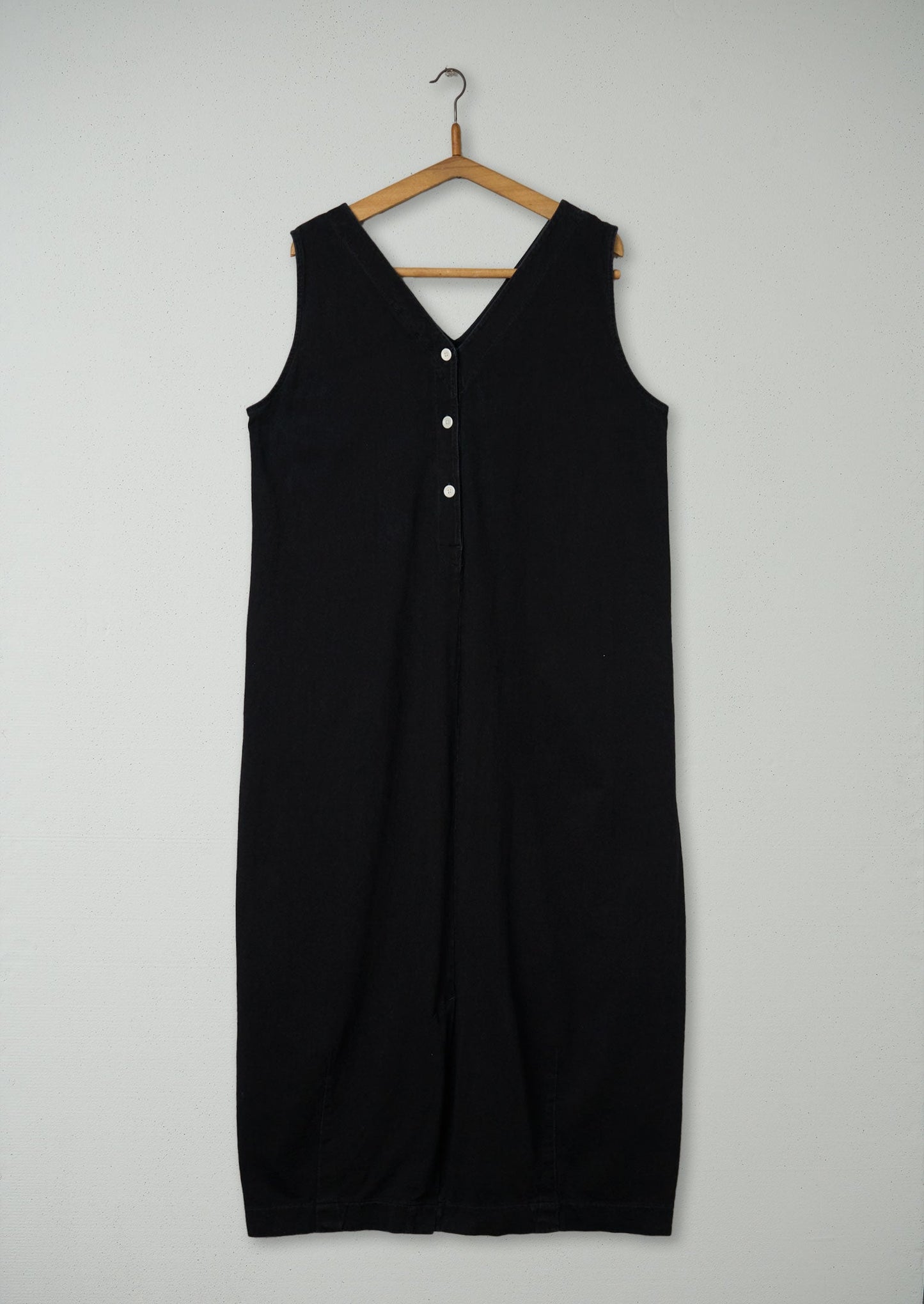 Reworn V Neck Cotton Jersey Dress Size L (1812) | Washed Black