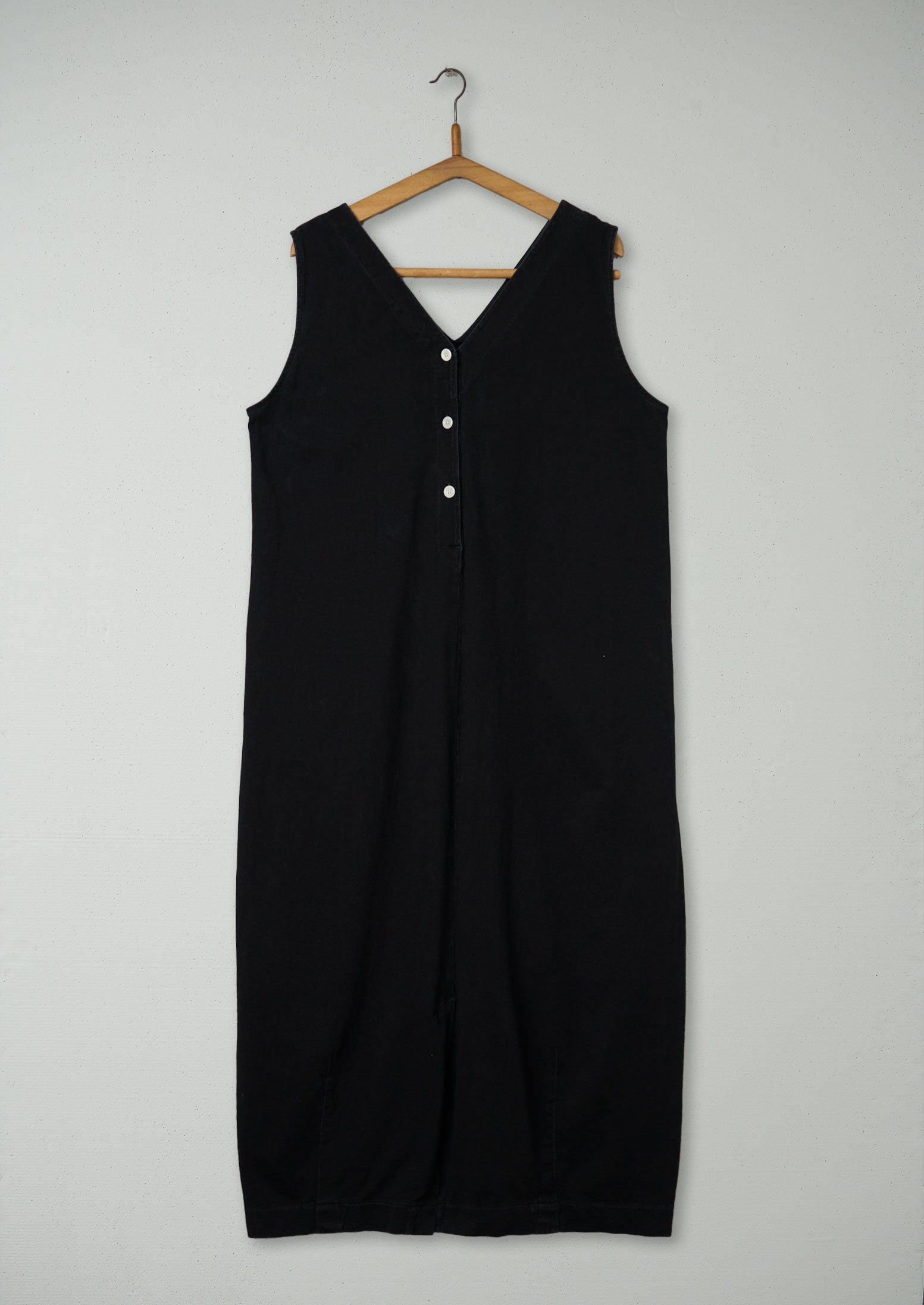 Reworn V Neck Cotton Jersey Dress Size L (1812) | Washed Black