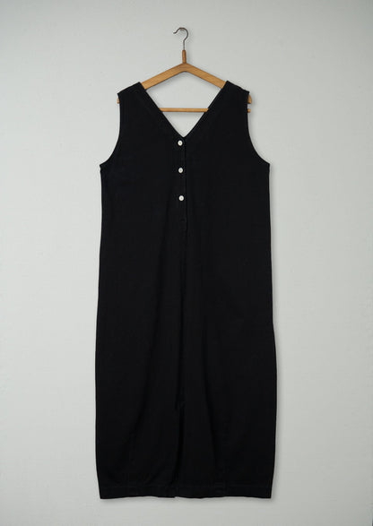 Reworn V Neck Cotton Jersey Dress Size L (1812) | Washed Black