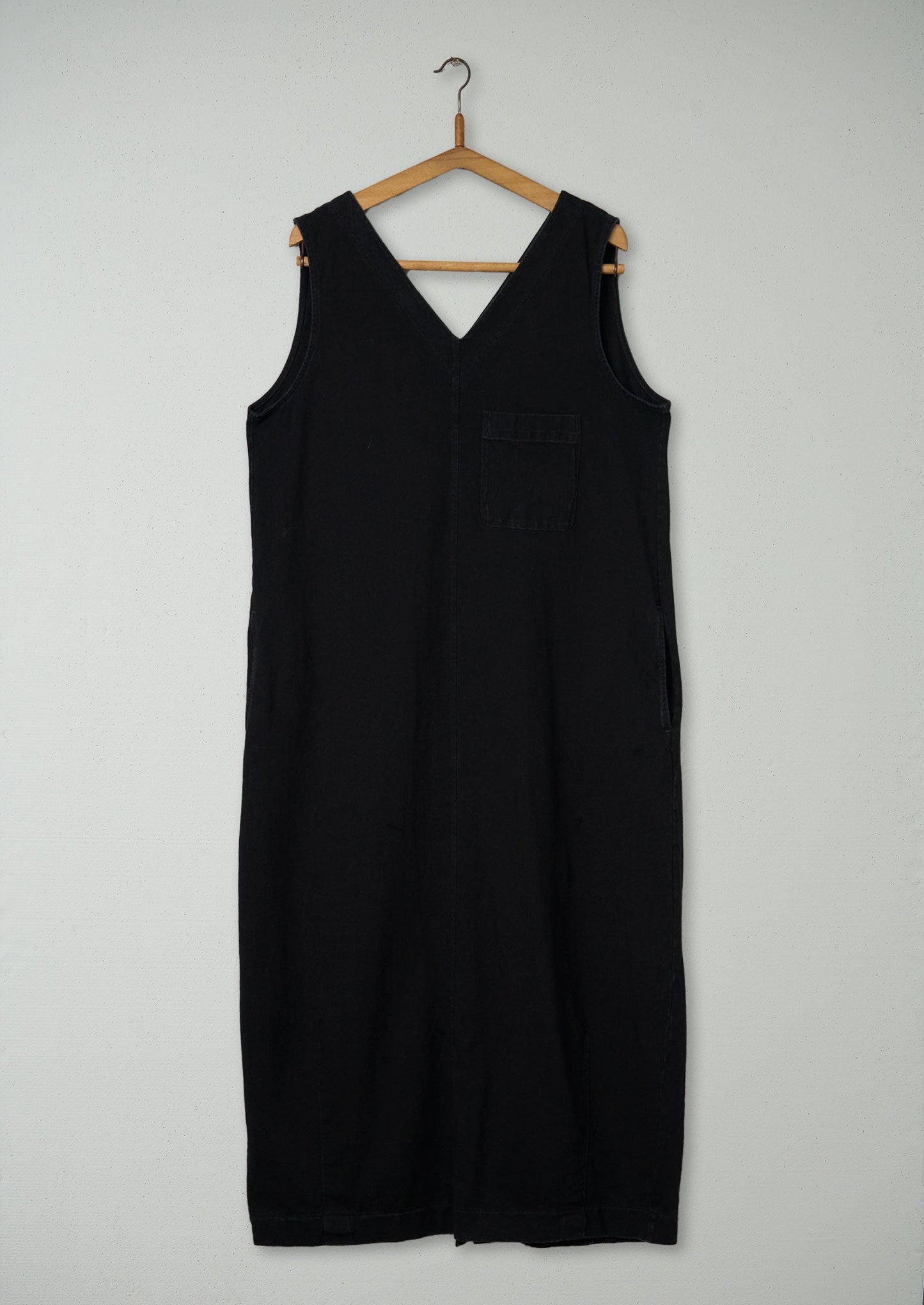 Reworn V Neck Cotton Jersey Dress Size L (1812) | Washed Black