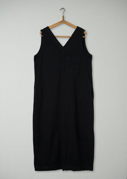Reworn V Neck Cotton Jersey Dress Size L (1812) | Washed Black