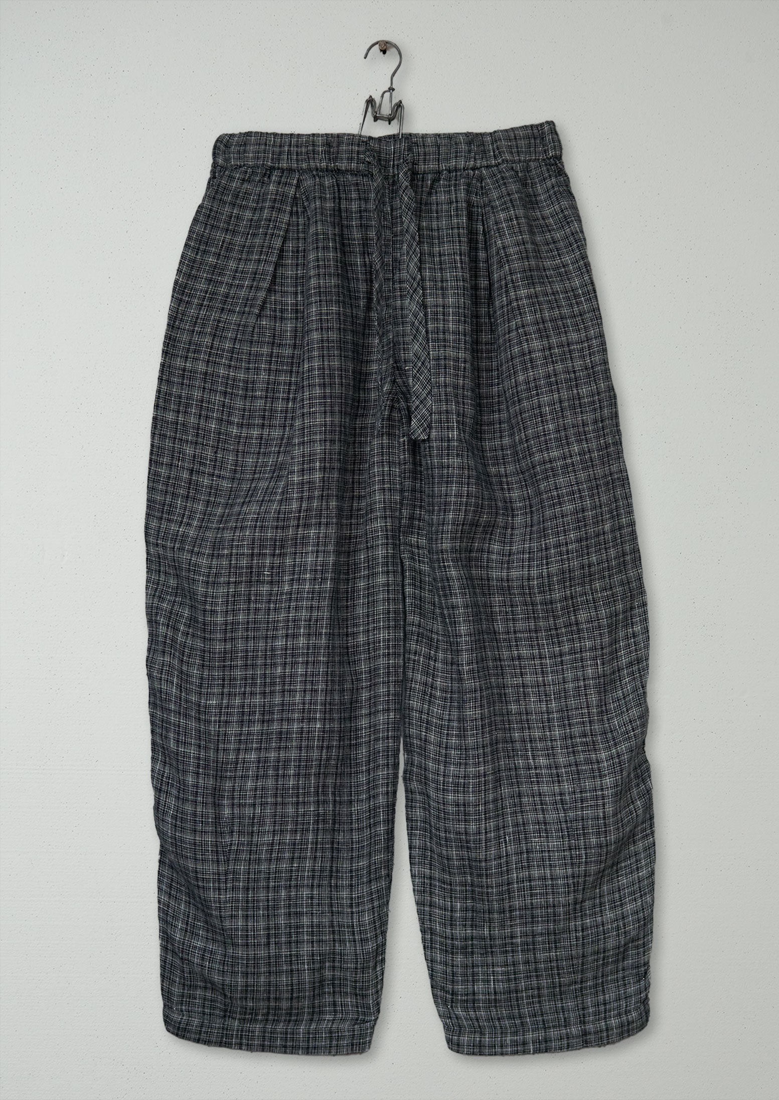 Reworn Check Linen Trousers Size M (1233) | Multi