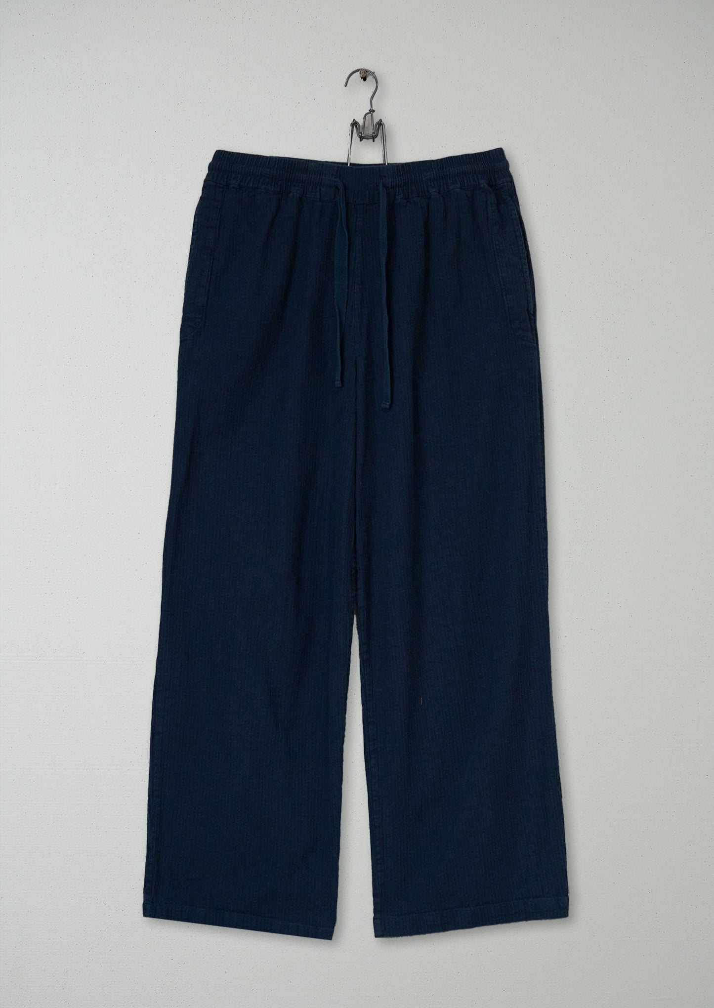 Reworn Mens Brushed Cotton Drawstring Trousers Size XS (083) | Navy