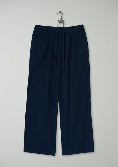 Reworn Mens Brushed Cotton Drawstring Trousers Size XS (083) | Navy