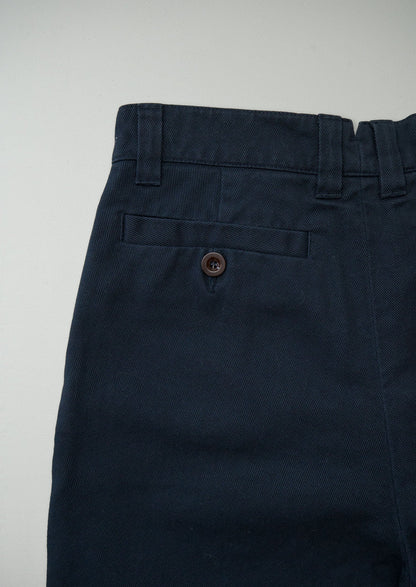 Reworn Men's Cotton Single Pleat Trousers Size S (077) | Navy