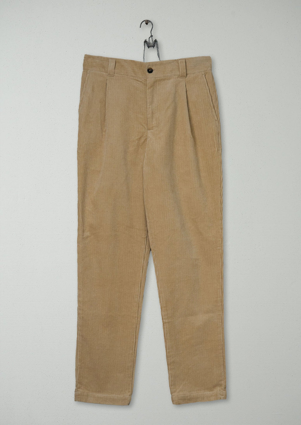 Reworn Mens Organic Cord Tapered Trousers Size 30 (075) | Taupe