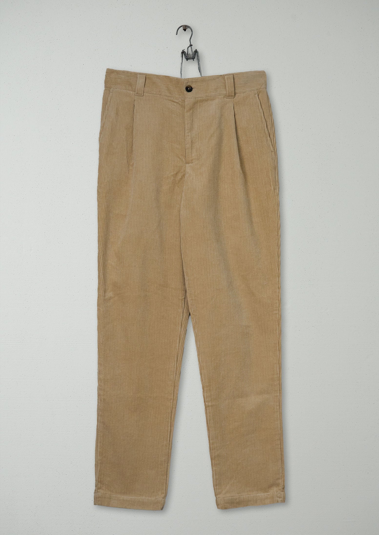 Reworn Mens Organic Cord Tapered Trousers Size 30 (075) | Taupe