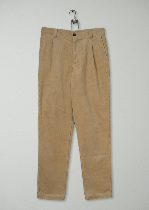 Reworn Mens Organic Cord Tapered Trousers Size 30 (075) | Taupe