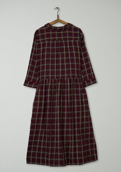 Reworn Cotton Twill Shirt Dress Size 6 (1515) | Deep Plum