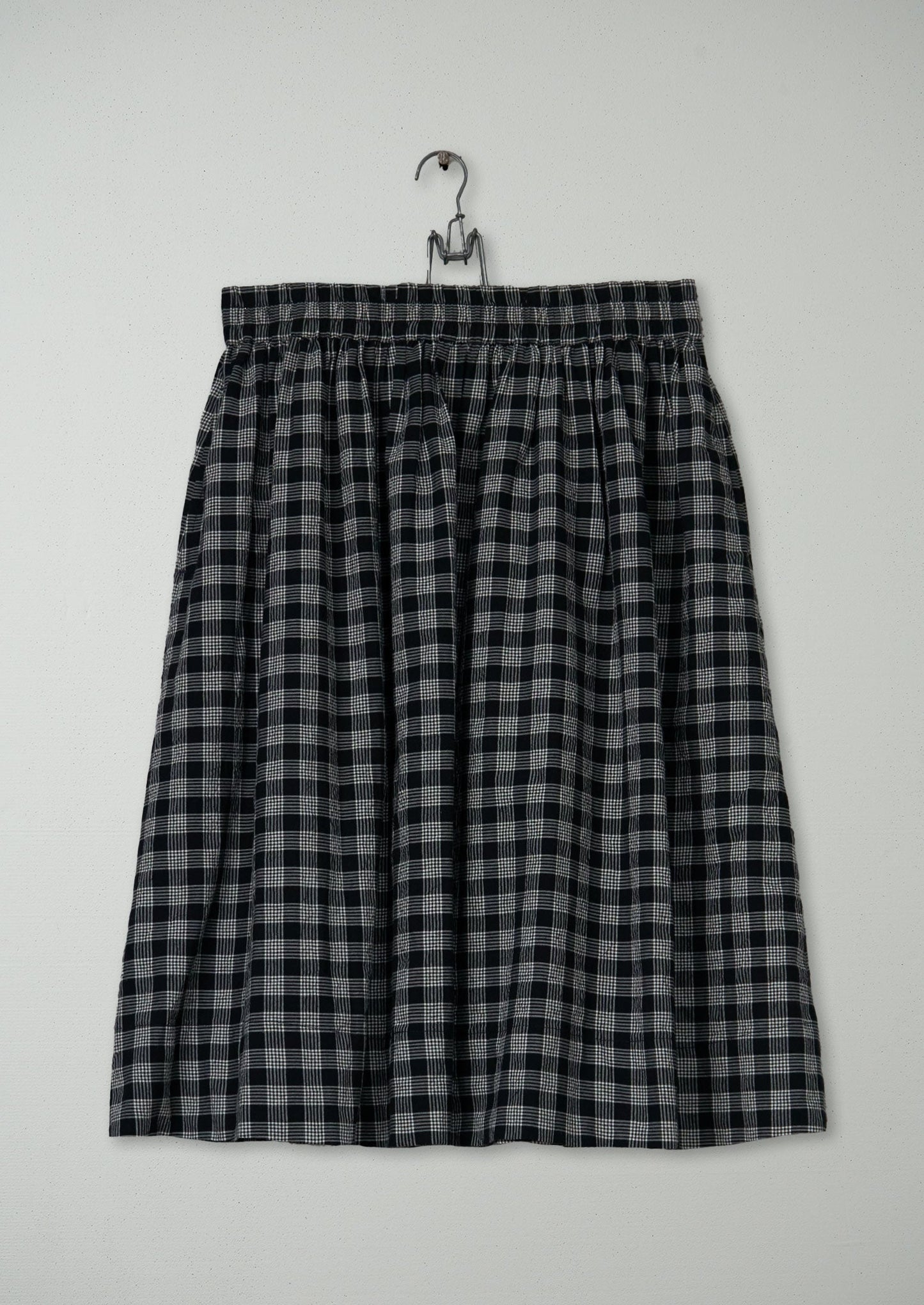 Reworn Check Cotton Wool Skirt Size M (296) | Multi