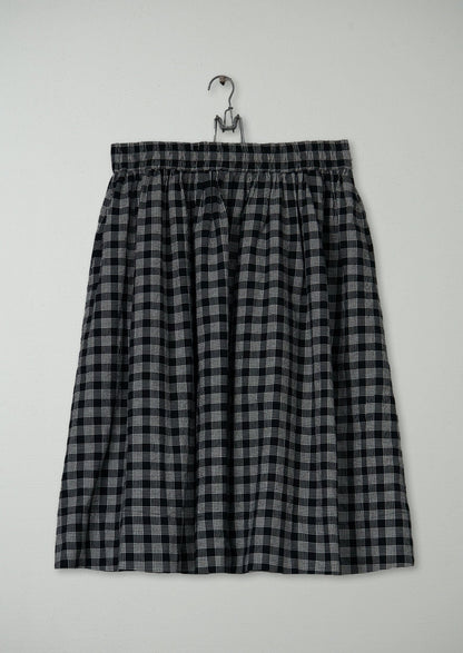 Reworn Check Cotton Wool Skirt Size M (296) | Multi