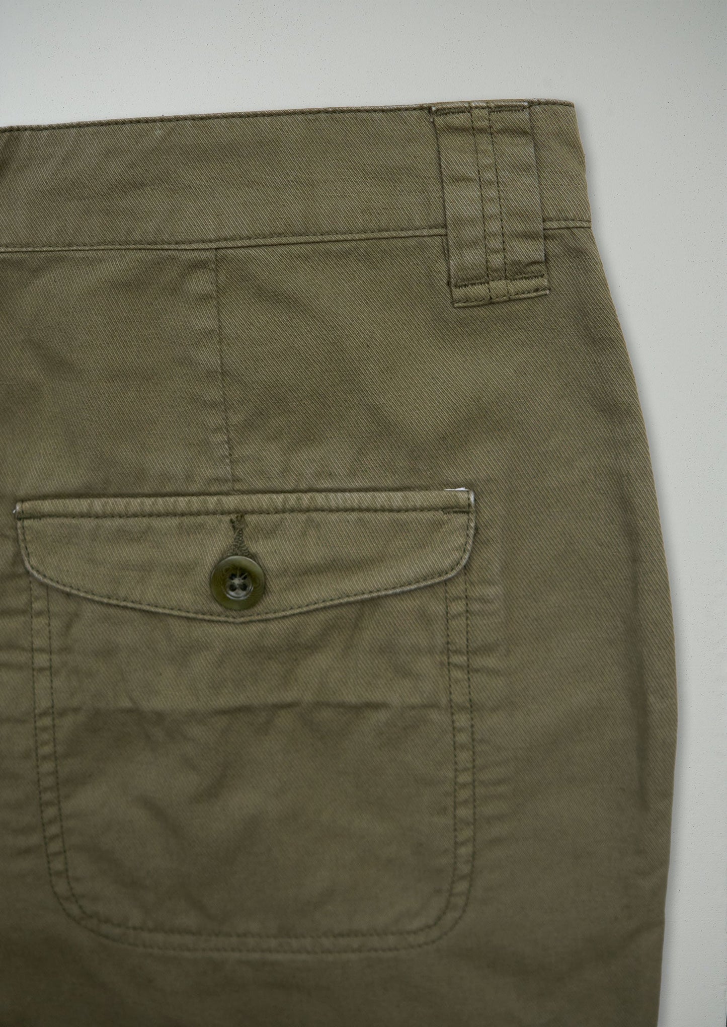 Reworn Cotton Linen Twill Trousers Size 14 (1028) | Olive Leaf
