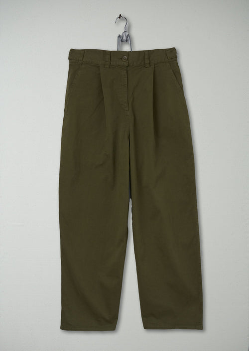Reworn Side Tab Trousers Size 12 (1026) | Rich Olive