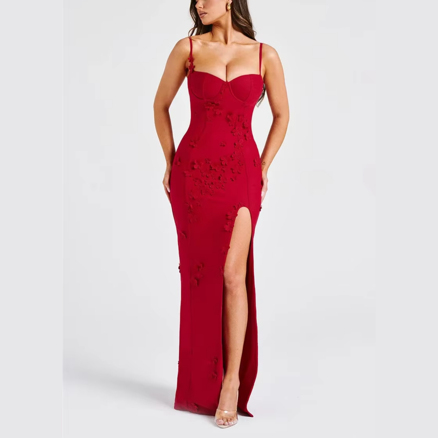 Livette - Flower Spaghetti Maxi Dress