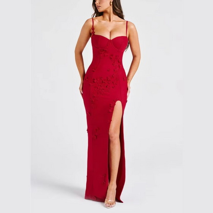 Livette - Flower Spaghetti Maxi Dress