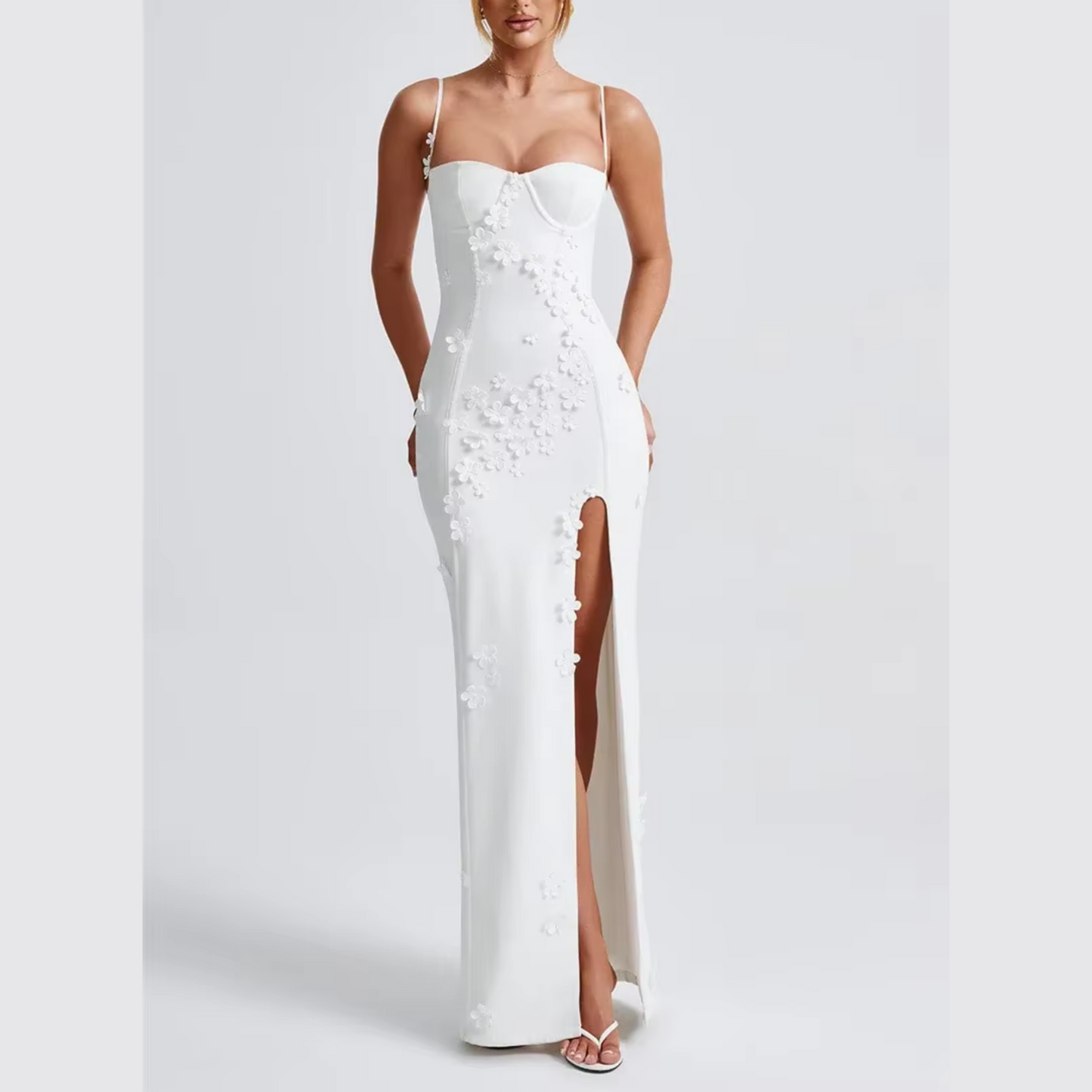 Livette - Flower Spaghetti Maxi Dress