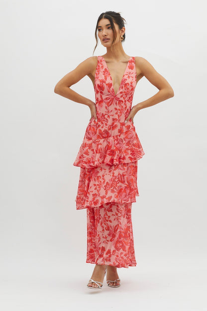 Veda Ruffle Midi Dress