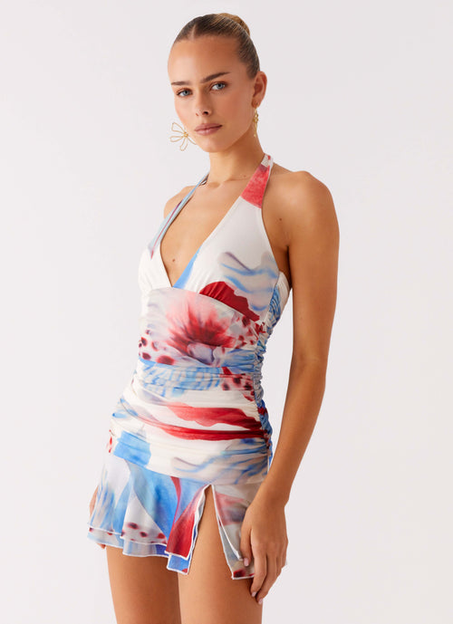 Starlit Night Mini Dress - Deep Sea Bloom