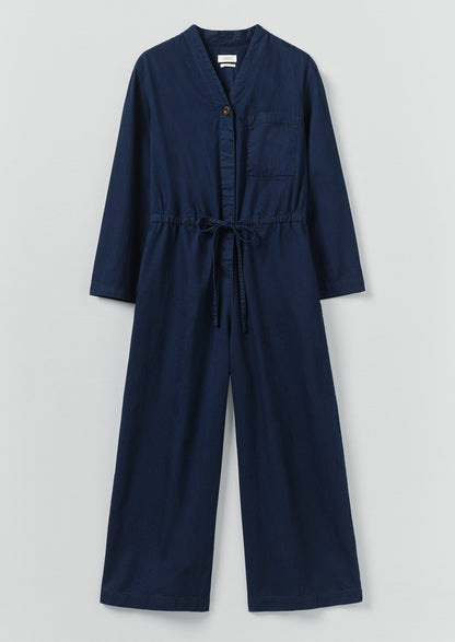 Indigo Cotton Twill Jumpsuit | Indigo