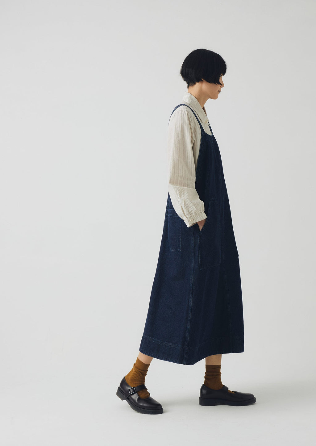 Patch Pocket Denim Dungaree Dress | Indigo