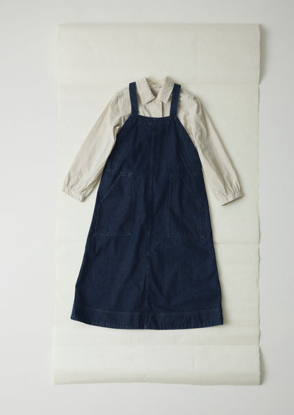 Patch Pocket Denim Dungaree Dress | Indigo