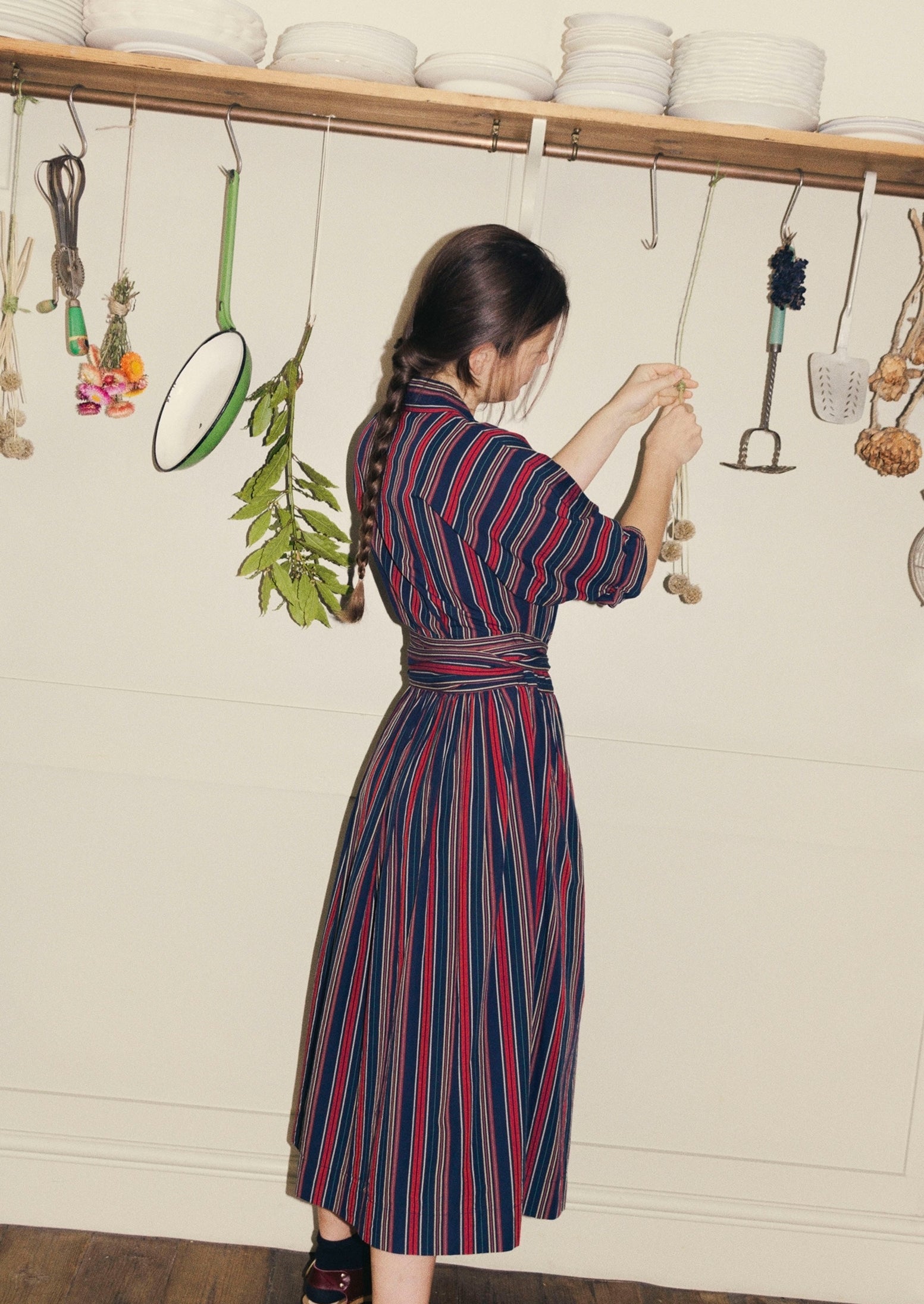 Pantry Stripe Cotton Wrap Dress | Provence Blue