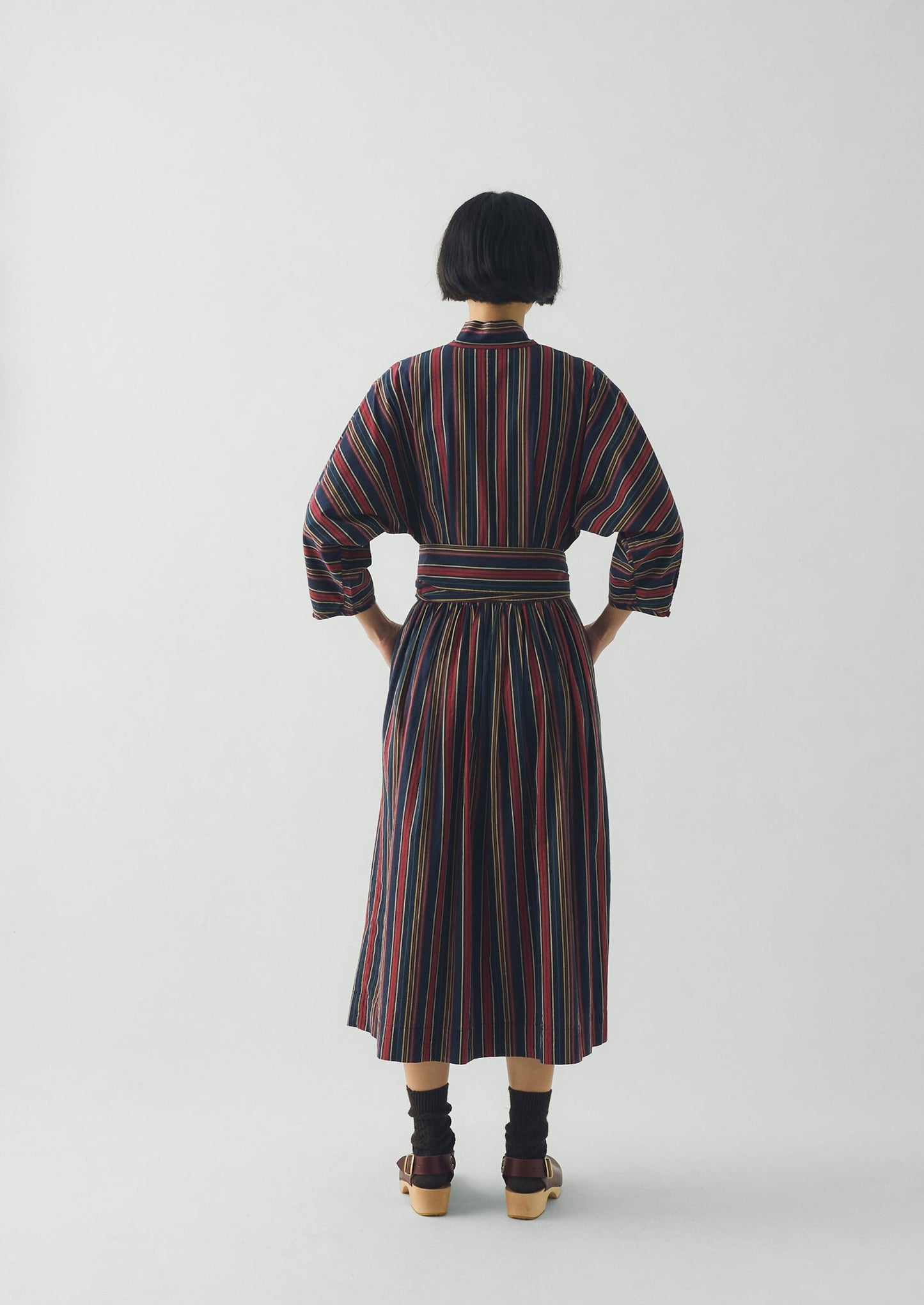 Pantry Stripe Cotton Wrap Dress | Provence Blue