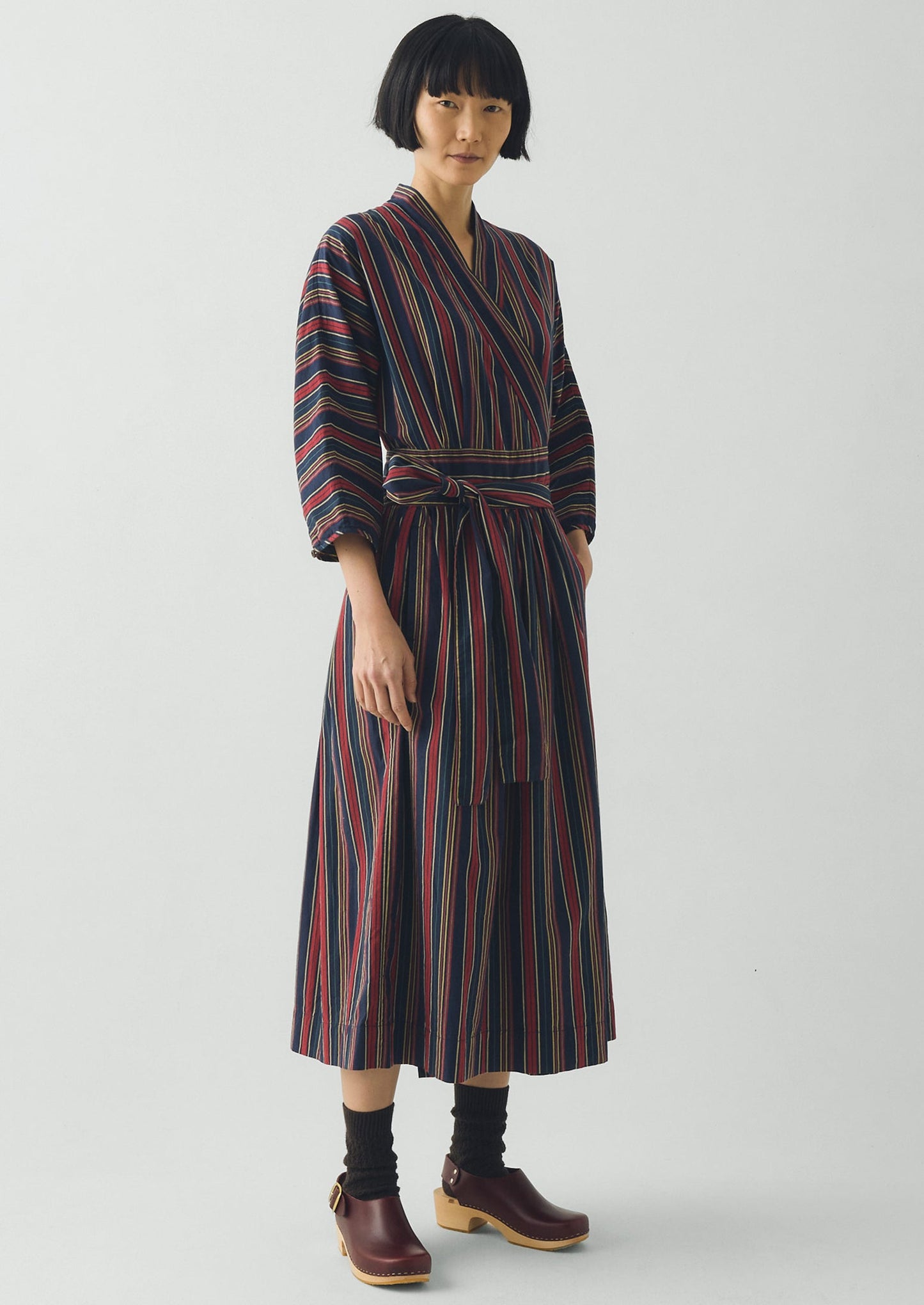 Pantry Stripe Cotton Wrap Dress | Provence Blue