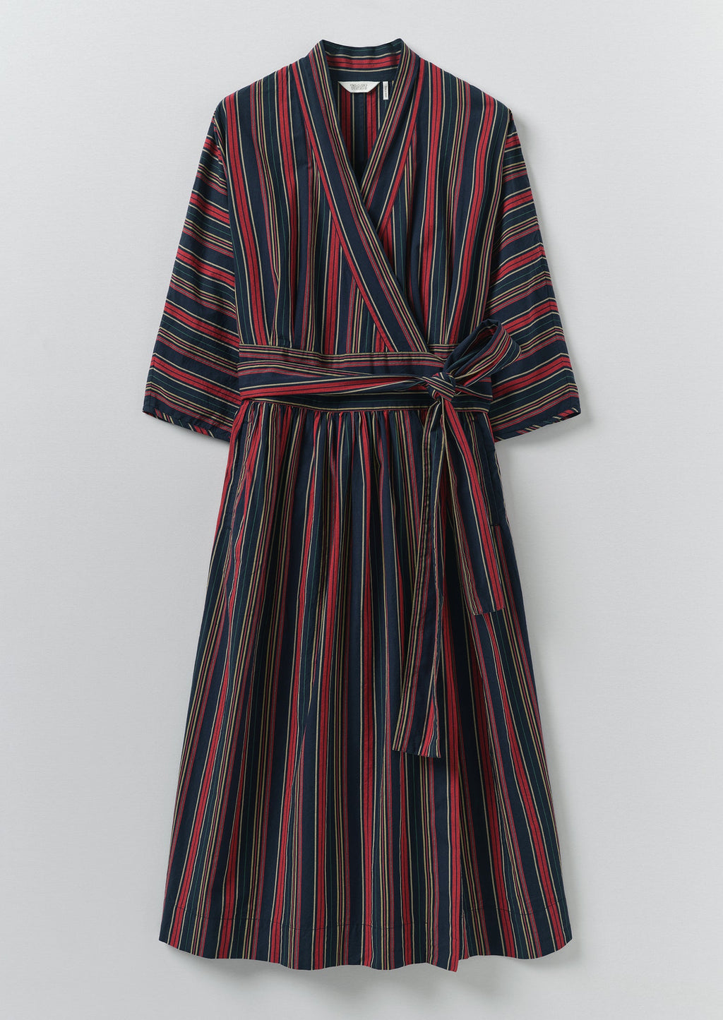 Pantry Stripe Cotton Wrap Dress | Provence Blue