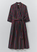 Pantry Stripe Cotton Wrap Dress | Provence Blue