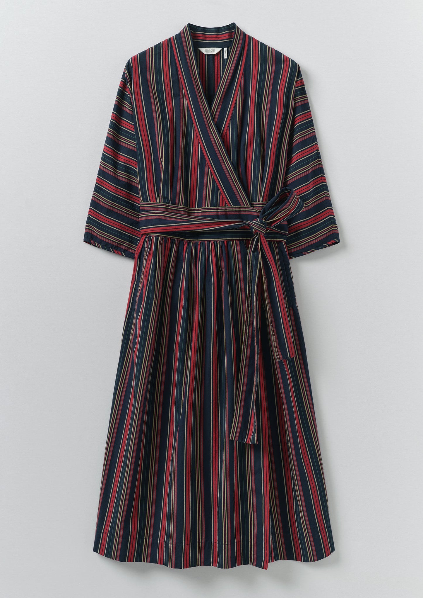 Pantry Stripe Cotton Wrap Dress | Provence Blue