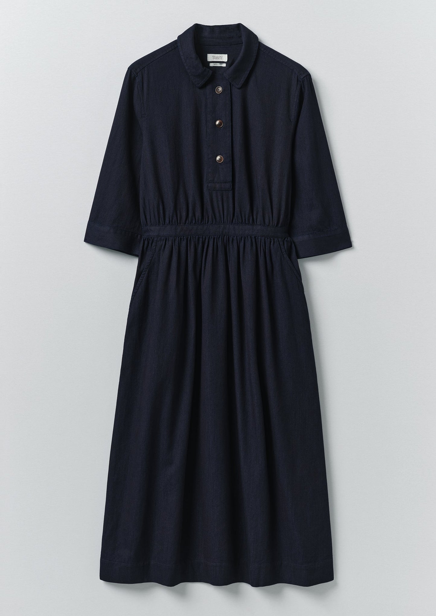 Indigo Cotton Twill Shirt Dress | Indigo