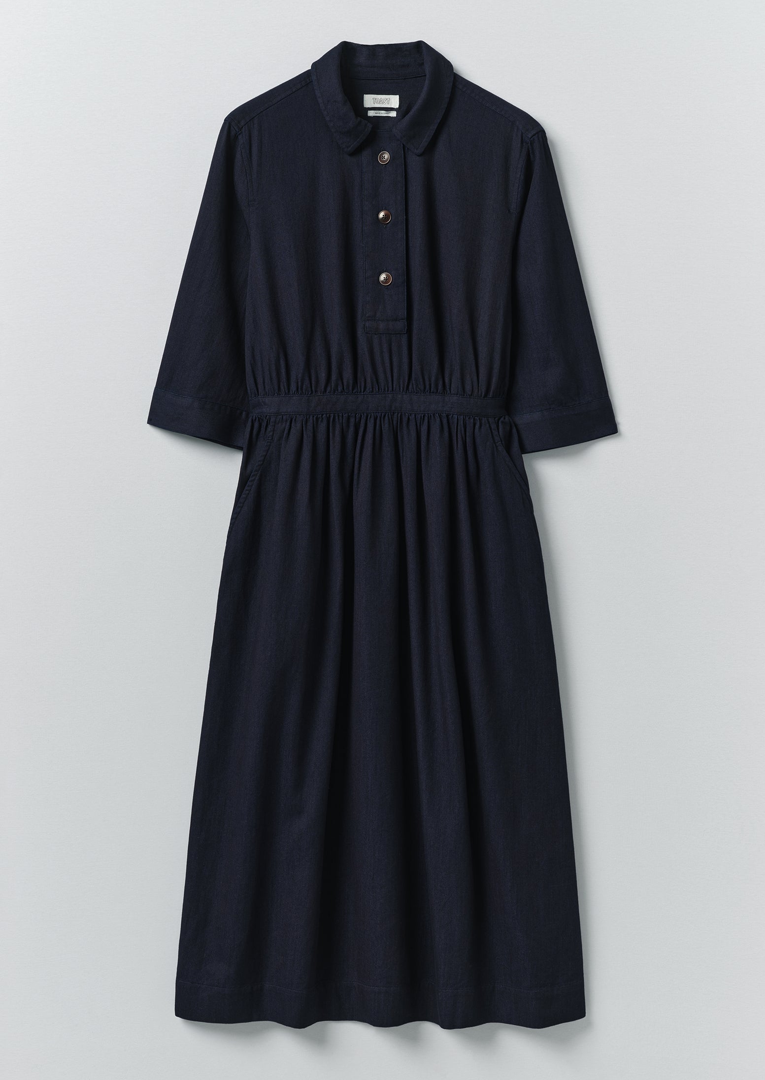 Indigo Cotton Twill Shirt Dress | Indigo