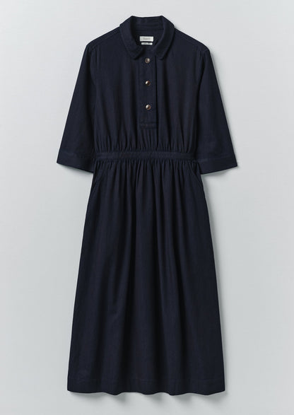 Indigo Cotton Twill Shirt Dress | Indigo