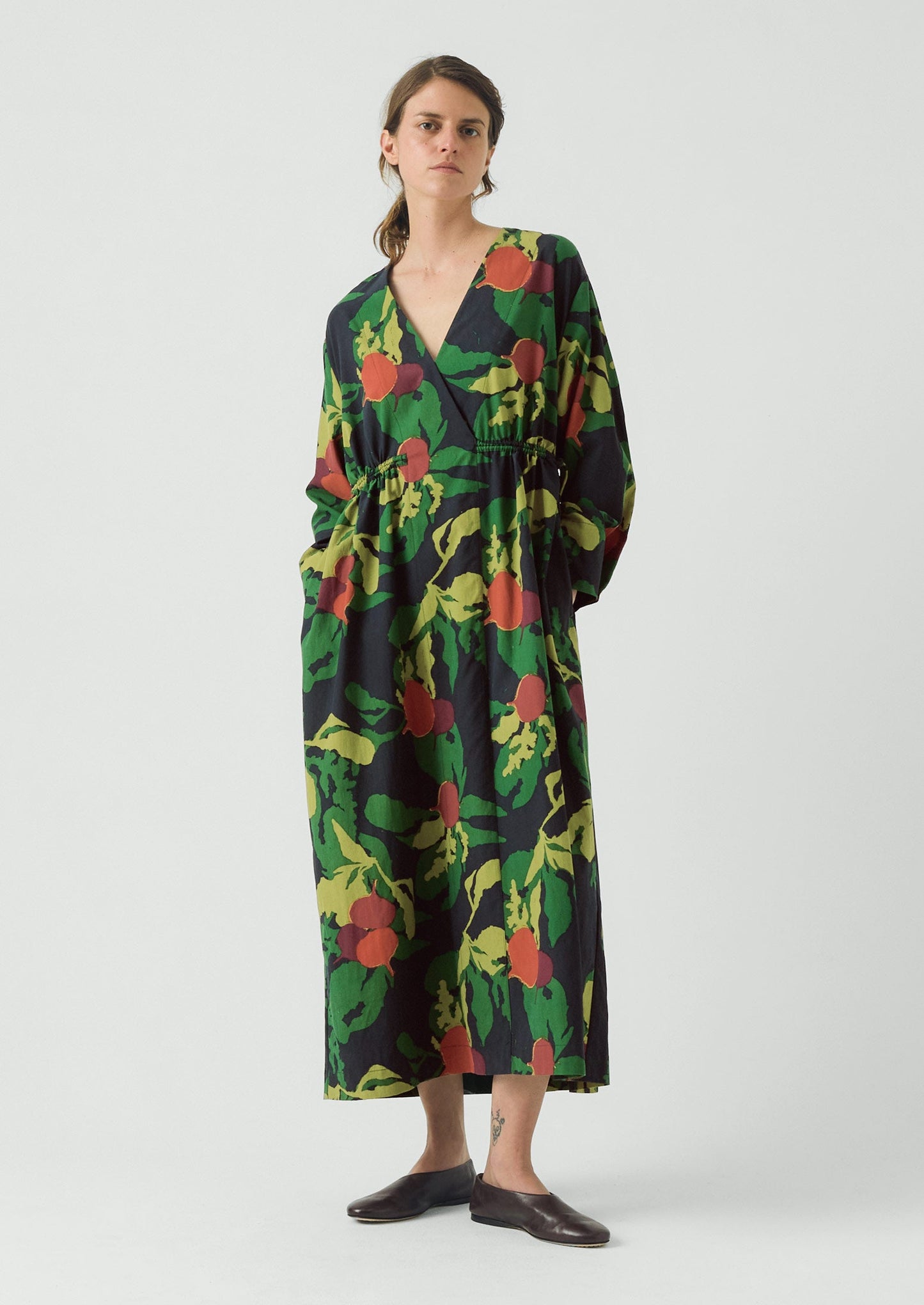 Produce Print Silk Cotton Dress | Slate