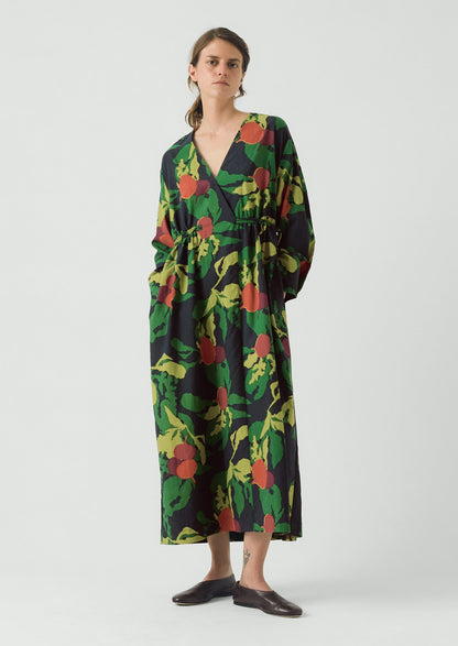 Produce Print Silk Cotton Dress | Slate