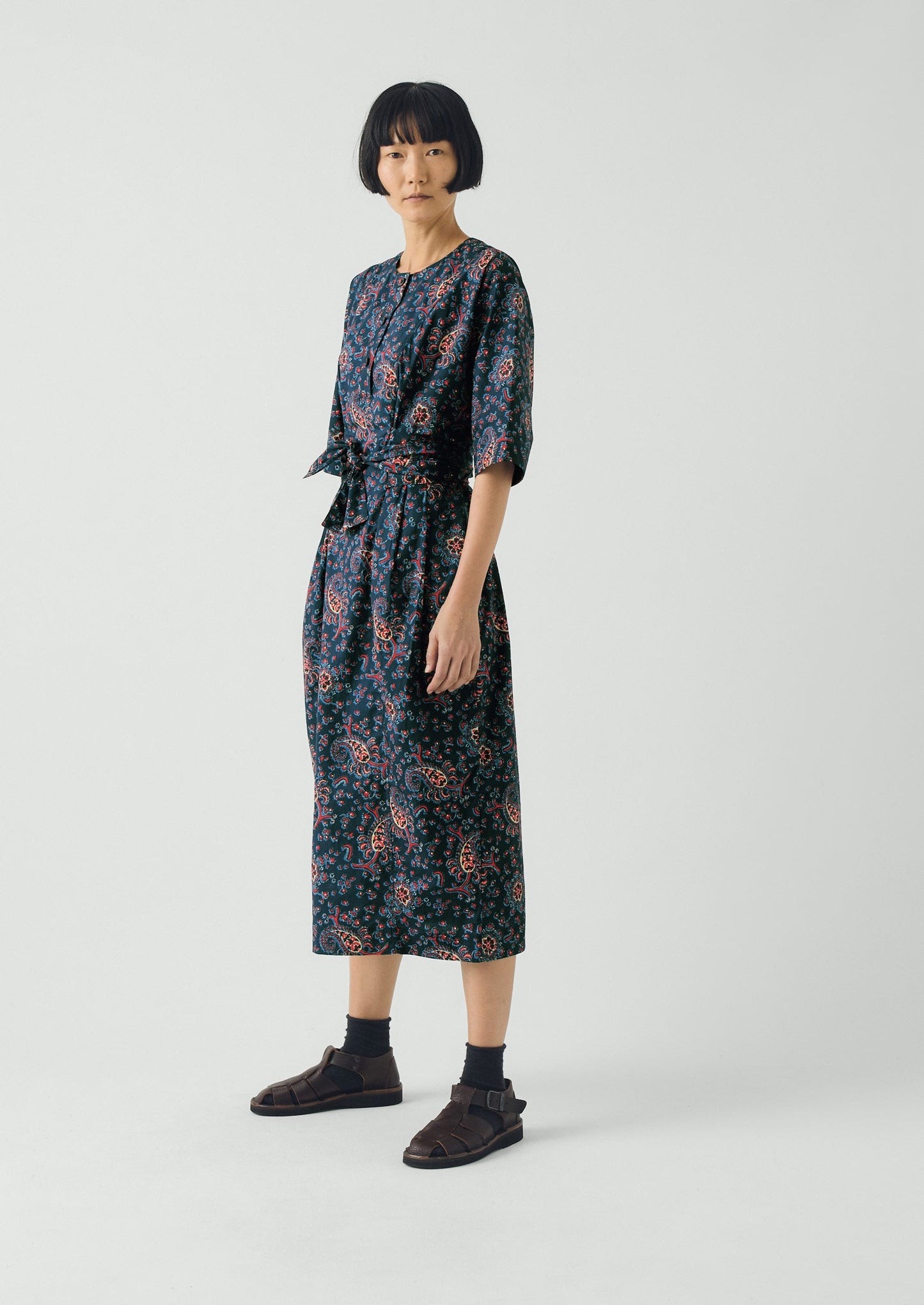Provencal Paisley Print Cotton Poplin Dress | Provencal Blue