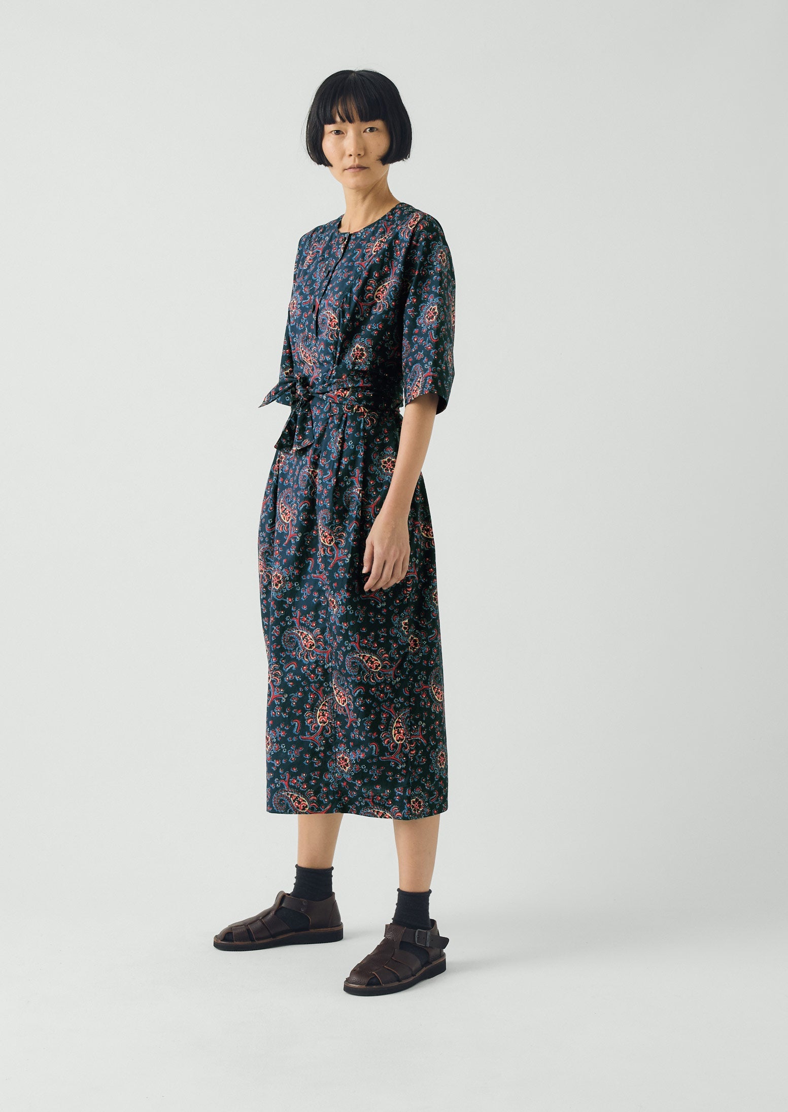 Provencal Paisley Print Cotton Poplin Dress | Provencal Blue