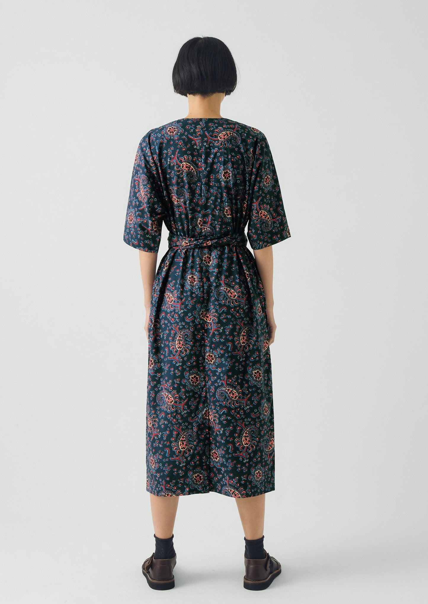 Provencal Paisley Print Cotton Poplin Dress | Provencal Blue