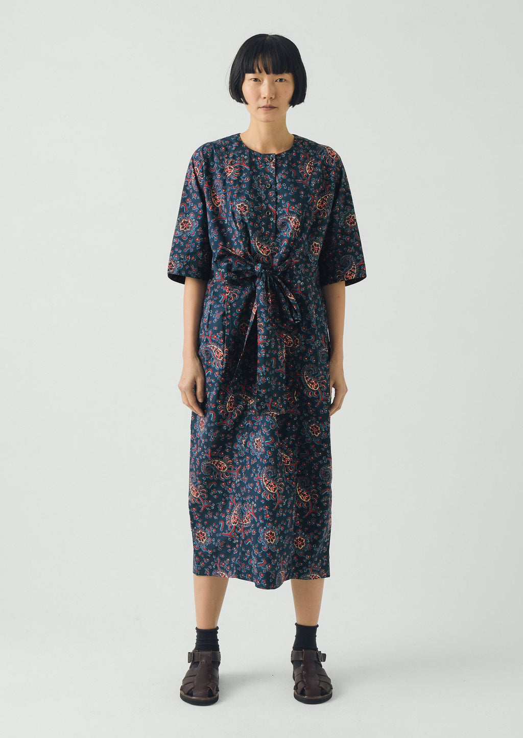 Provencal Paisley Print Cotton Poplin Dress | Provencal Blue