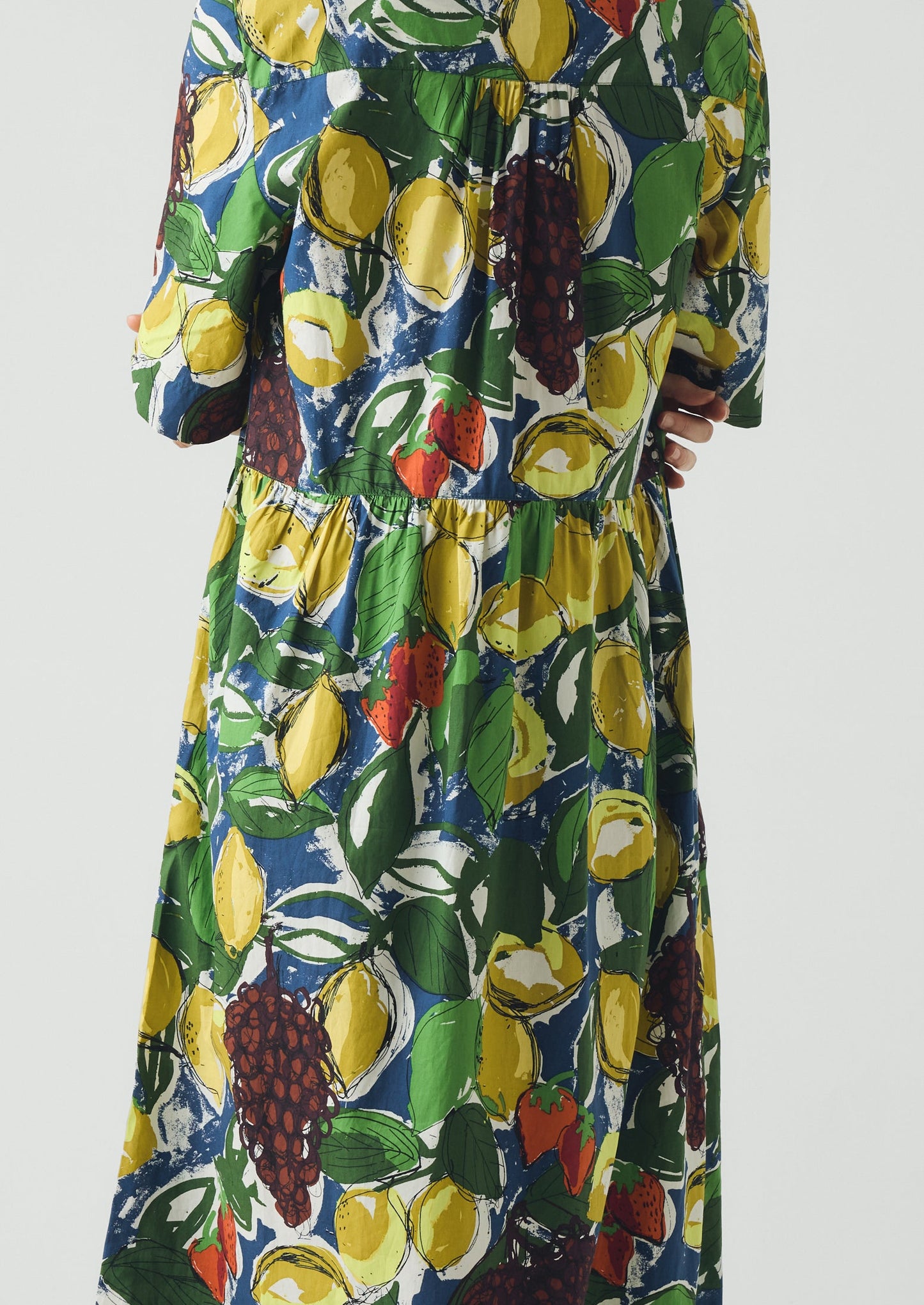 Selma Sketched Fruit Print Shirt Dress | Verdigris/Multi