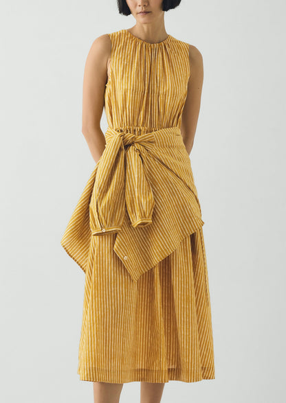 Martha Natural Dye Stripe Cotton Dress | Turmeric