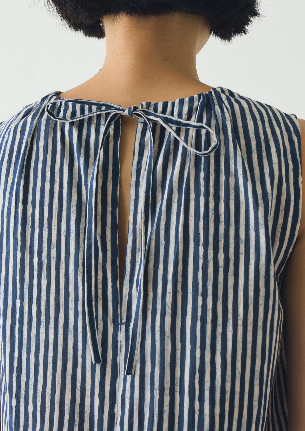 Martha Natural Dye Stripe Cotton Dress | Indigo