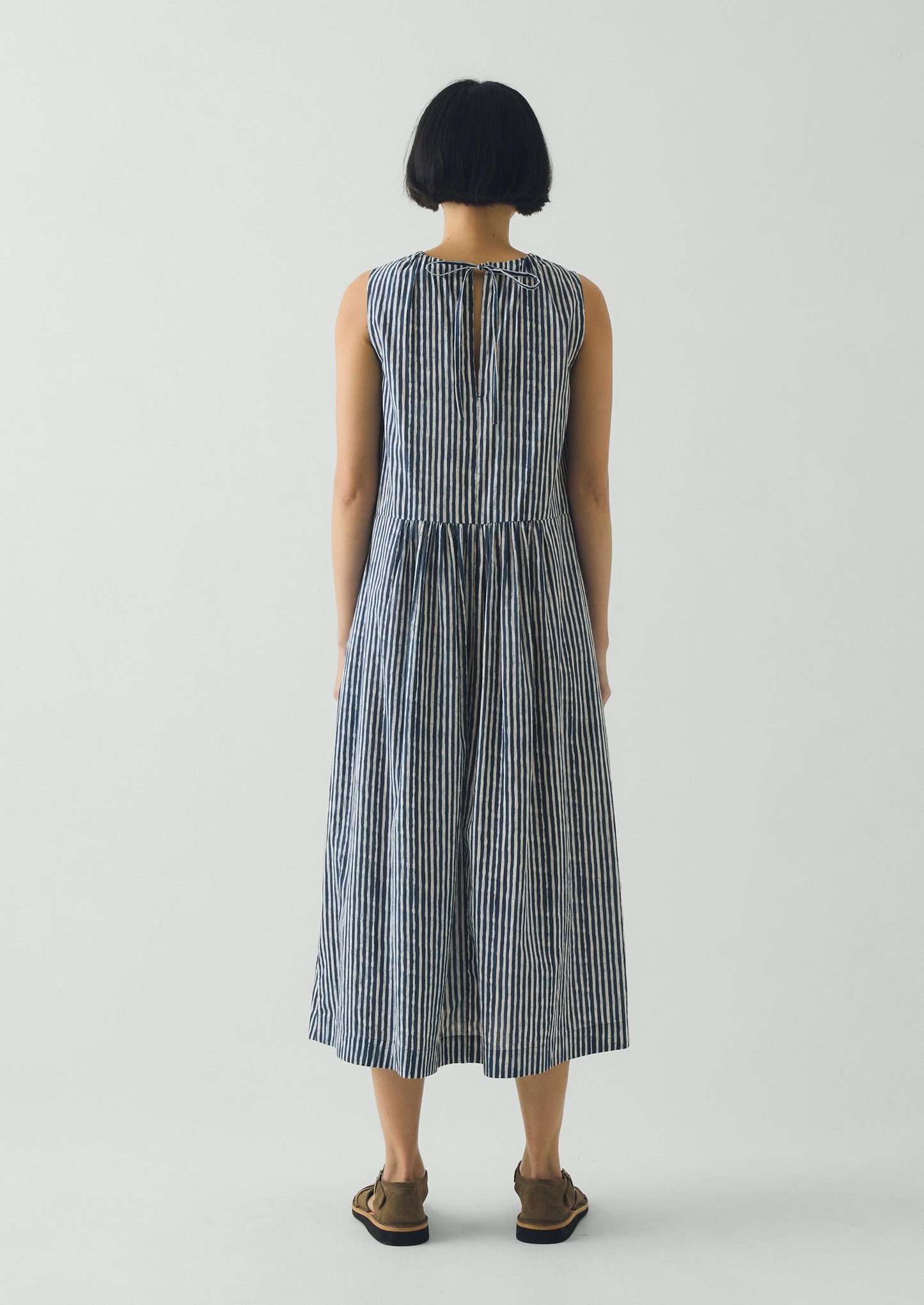 Martha Natural Dye Stripe Cotton Dress | Indigo