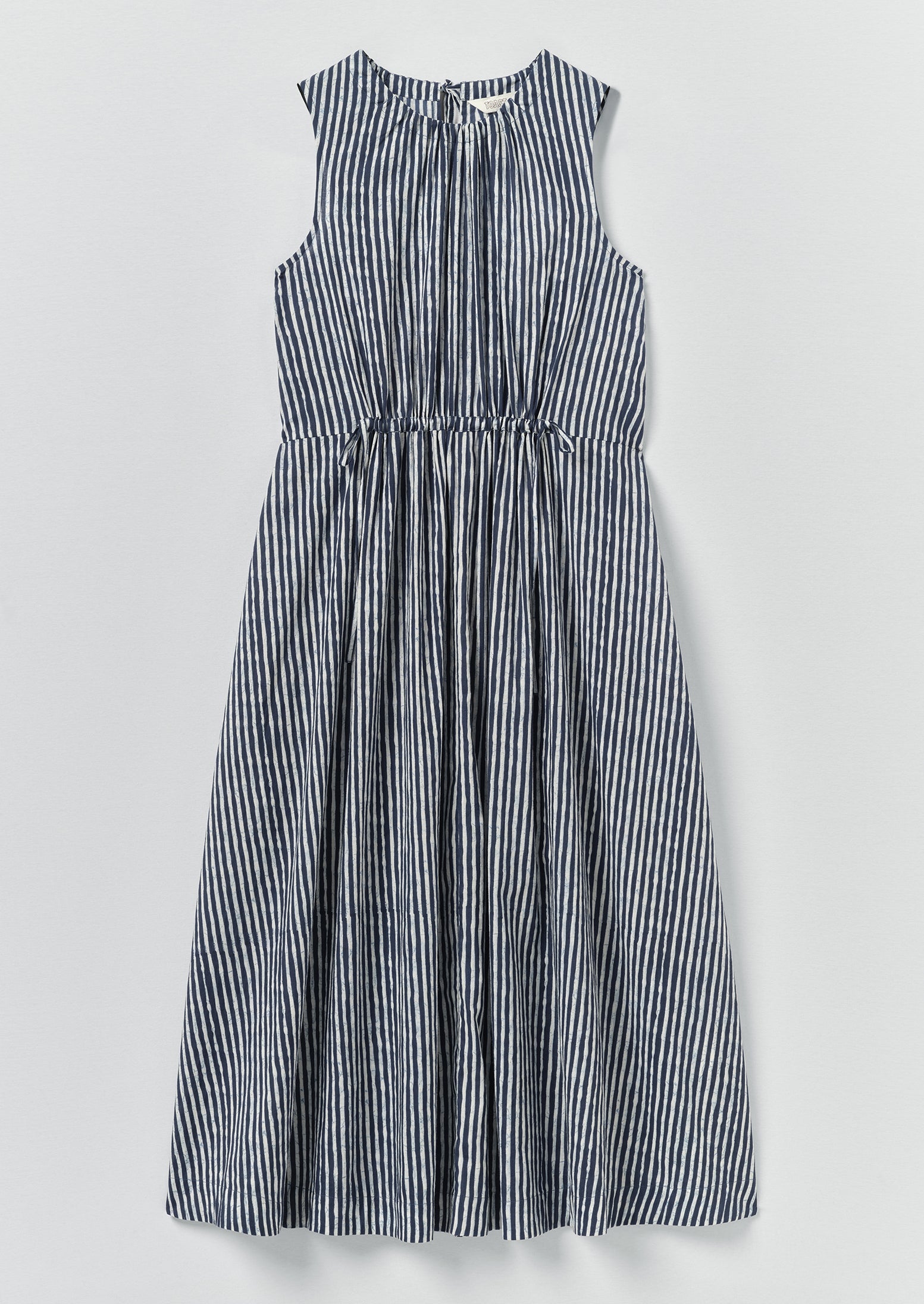 Martha Natural Dye Stripe Cotton Dress | Indigo
