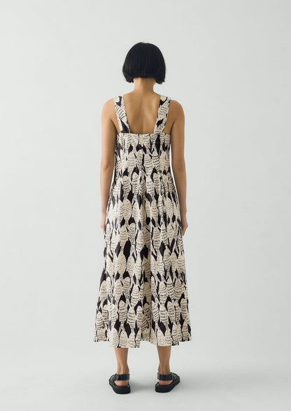 Market Fish Print Cotton Poplin Dress | Slate